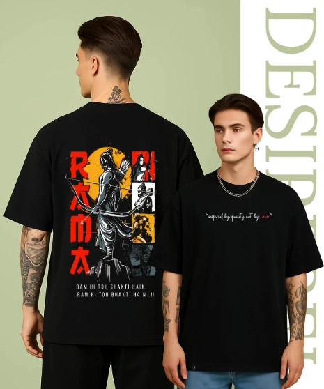 Men Printed Round Neck Pure Cotton Black T-Shirt