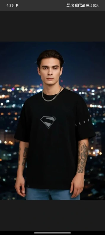 Men Printed Round Neck Pure Cotton Black T-Shirt (S)